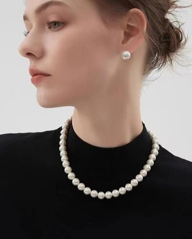 Freshwater Pearl Necklace Set,AAAA Cultured Pearl Earrings,Cultured Pearls for Women 3 Piece Jewelry Set in Saudi Arabia