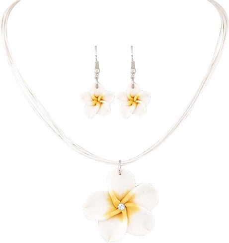 Dearanswer Flower Necklace Earring Set Dangle Earrings Flower Pendant Wax Rope Necklace Sweet Elegant Jewelry for Women in Saudi Arabia