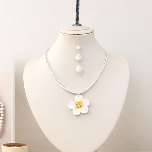 Dearanswer Flower Necklace Earring Set Dangle Earrings Flower Pendant Wax Rope Necklace Sweet Elegant Jewelry for Women in Saudi Arabia
