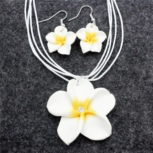 Dearanswer Flower Necklace Earring Set Dangle Earrings Flower Pendant Wax Rope Necklace Sweet Elegant Jewelry for Women in Saudi Arabia