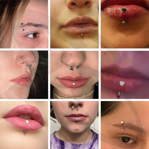 ZS 5Pcs Stainless Steel Eyebrow Rings, 16G Curved Belly Rings Navel Barbell Helix Daith Tragus Earrings Spike Vertical Labret Lip Piercing Jewelry in Saudi Arabia
