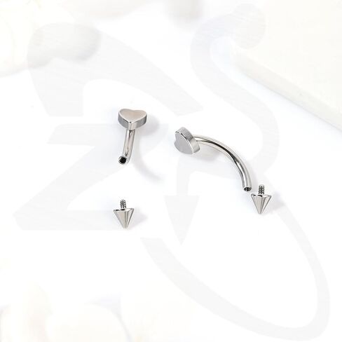 ZS 5Pcs Stainless Steel Eyebrow Rings, 16G Curved Belly Rings Navel Barbell Helix Daith Tragus Earrings Spike Vertical Labret Lip Piercing Jewelry in Saudi Arabia
