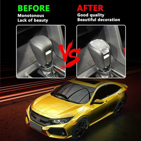 غطاء مقبض ناقل الحركة من TOMALL متوافق مع Honda 10th Civic 2016 2017 2018 2019 2020 2021 ملحقات تزيين السيارات الكريستالية (فضي) in Saudi Arabia