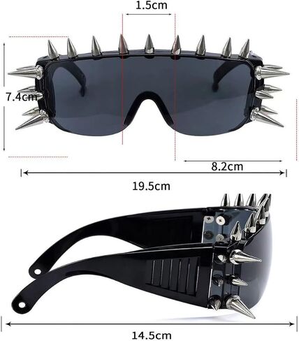 Steampunk goggles, goth Sunglasses Punk Rocker Large Shield Spike Vintage Cool Novelty Y2K Steampunk Accessories Costume in Saudi Arabia