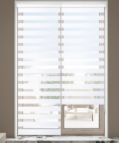 Homebox Blinds for Indoor Windows, Zebra Blinds, 90" Length Light Filtering Dual Layer Roller Shades French Door Blinds, 23.5" W x 90" H White, 1 Blinds only in Kuwait