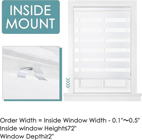 Homebox Blinds for Indoor Windows, Zebra Blinds, 90" Length Light Filtering Dual Layer Roller Shades French Door Blinds, 23.5" W x 90" H White, 1 Blinds only in Kuwait