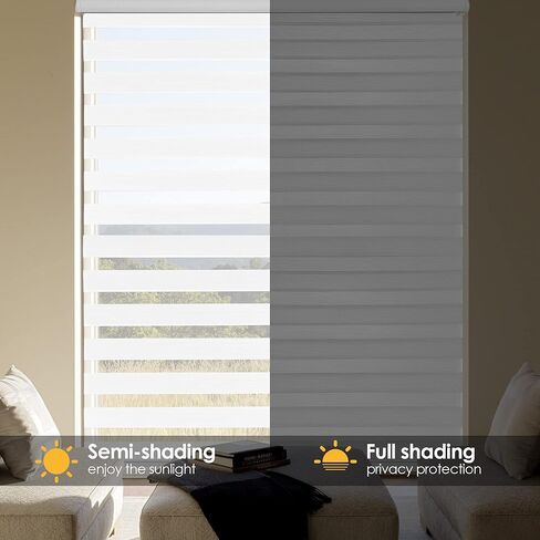 Homebox 64 Inch Wide Zebra Blinds for Indoor Windows, Privacy Light Filtering Sheer Roller Shades for Home Office Bedroom, 64" W x 72" H White in Kuwait