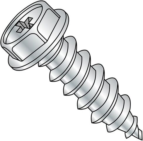 Small Parts 0824ABPW Steel Sheet Metal Screw, Zinc Plated, Hex Washer Head, Phillips Drive, Type AB, #8-18 Thread Size, 1-1/2" Length (Pack of 100) in Saudi Arabia