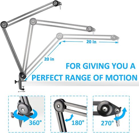 Shure SM7B Boom Arm with Pop Filter - Suspension Boom Scissor Arm Stand for Shure SM7B Microphone with 2 Types Windscreen by YOUSHARES in Saudi Arabia