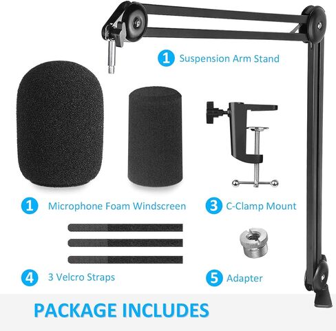 Shure SM7B Boom Arm with Pop Filter - Suspension Boom Scissor Arm Stand for Shure SM7B Microphone with 2 Types Windscreen by YOUSHARES in Saudi Arabia