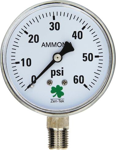 Zenport APG60 Zen-Tek Ammonia Gas Pressure Gauge, 60 PSI, Box of 10 in Saudi Arabia