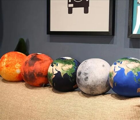 وسادة قطيفة على شكل كوكب الأرض الزرقاء مقاس 10 بوصات، ناعمة واقعية على شكل كوكب المريخ والقمر والشمس المحشوة على شكل كرة حيوانية من القطيفة، ألعاب تعلم العلوم وعلم الفلك ونظام الطاقة الشمسية الفضائية التعليمية المحشوة (القمر) in Kuwait