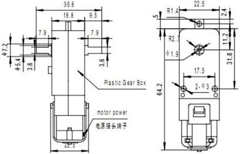 6pcs DC Electric Motor 3V-6V Dual Shaft Geared TT Motor Magnetic Gearbox Engine, for Arduino Smart Car Robot (I Shape 1:48 Reduction Ratio) (TT Motor) in Saudi Arabia