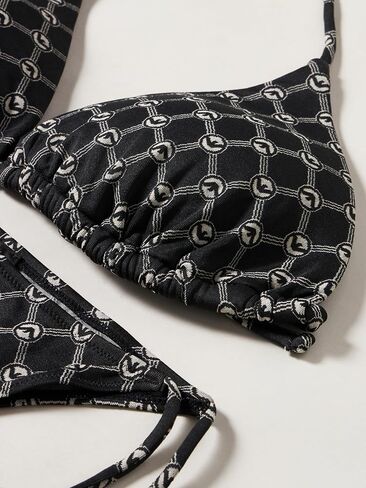 Emporio Armani Women's Standard Triangle and String Brazilian Jacquard Monogram Bikini Set in Saudi Arabia