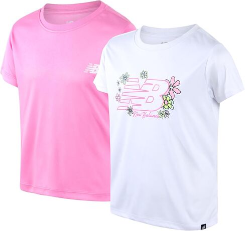 New Balance Girls' Active T-Shirt - 2 Pack Performance Short Sleeve Shirts - Cute Athletic Graphic Tees for Girls (7-16) in Saudi Arabia