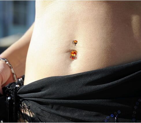 Hypoallergenic G23 Titanium Internally Threaded 14G 10mm Belly Button Rings Petite Navel Bezel Orange/White/Pink CZ Ring for Women Body Piercing Jewelry ASTM F136 Cubic Zirconia Belly Bars in Saudi Arabia
