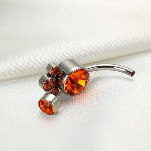 Hypoallergenic G23 Titanium Internally Threaded 14G 10mm Belly Button Rings Petite Navel Bezel Orange/White/Pink CZ Ring for Women Body Piercing Jewelry ASTM F136 Cubic Zirconia Belly Bars in Saudi Arabia