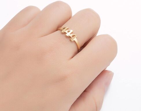2 pcs Angel Number Ring For Women Girls Lucky Numerology Ring 18K Gold Plated Stainless Steel Adjustable in Saudi Arabia