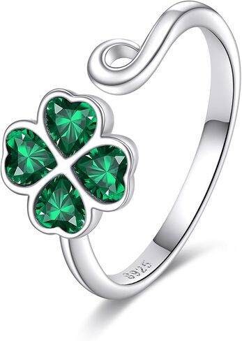 CRMAD أربع أوراق البرسيم خواتم للنساء الفضة الاسترليني أربع أوراق البرسيم خواتم مجوهرات للفتيات in Kuwait