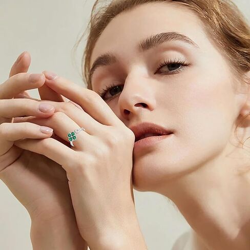 CRMAD أربع أوراق البرسيم خواتم للنساء الفضة الاسترليني أربع أوراق البرسيم خواتم مجوهرات للفتيات in Kuwait