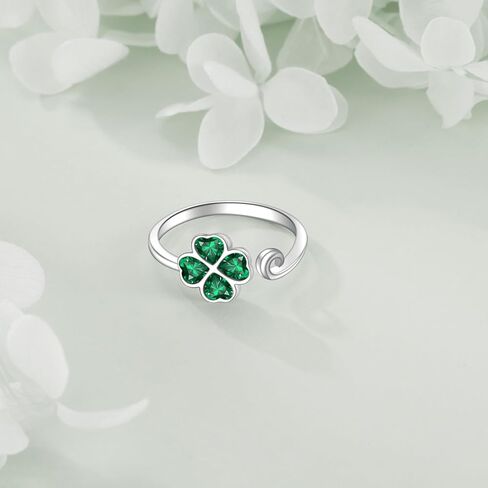 CRMAD أربع أوراق البرسيم خواتم للنساء الفضة الاسترليني أربع أوراق البرسيم خواتم مجوهرات للفتيات in Kuwait