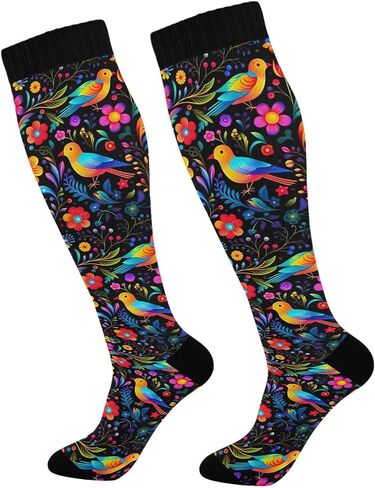 Compression Socks for Women Men Travel 20-30 mmHg Knee High Socks Athletic Running Socks Ornamental Floral 1 Pair in Saudi Arabia