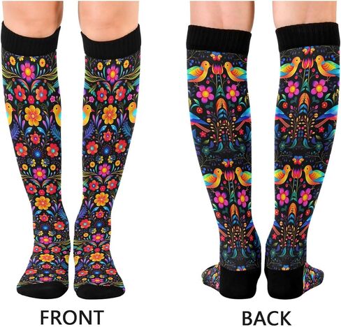 Compression Socks for Women Men Travel 20-30 mmHg Knee High Socks Athletic Running Socks Ornamental Floral 1 Pair in Saudi Arabia