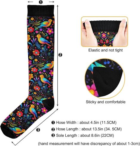 Compression Socks for Women Men Travel 20-30 mmHg Knee High Socks Athletic Running Socks Ornamental Floral 1 Pair in Saudi Arabia