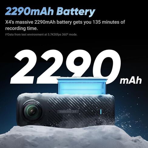 Insta360 X4 GPS Bundle- 8K Waterproof 360 Action Camera, 4K Wide-Angle Video, Invisible Selfie Stick, Removable Lens Guards, 135 Min Battery Life, AI Editing, Stabilization, for Sports, Travel in Saudi Arabia