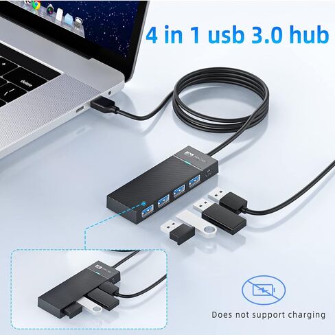 محور USB 3.0 بـ 4 منافذ، محور USB نحيف للغاية، مقسم USB، موسع USB للكمبيوتر المحمول، محول USB متعدد المنافذ، موسع منافذ USB متعدد لأجهزة MacBook Air Por Windows/Mac OS، محرك فلاش Linux، محرك الأقراص الصلبة المحمول (3.2FT/1M) in Kuwait