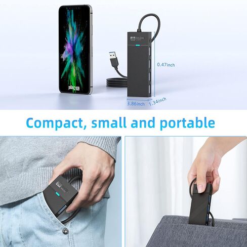 محور USB 3.0 بـ 4 منافذ، محور USB نحيف للغاية، مقسم USB، موسع USB للكمبيوتر المحمول، محول USB متعدد المنافذ، موسع منافذ USB متعدد لأجهزة MacBook Air Por Windows/Mac OS، محرك فلاش Linux، محرك الأقراص الصلبة المحمول (3.2FT/1M) in Kuwait