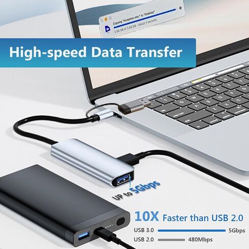 USB 3.0 Hub, 4 Port USB Hub Splitter, Portable USB Adapter Mini Multiport Expander for Laptop, Xbox, Flash Drive, HDD, Console, HP, Dell and More in Saudi Arabia