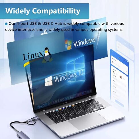 USB 3.0 Hub, 4 Port USB Hub Splitter, Portable USB Adapter Mini Multiport Expander for Laptop, Xbox, Flash Drive, HDD, Console, HP, Dell and More in Saudi Arabia