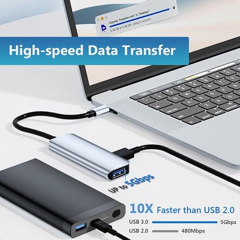 USB 3.0 Hub, 4 Port USB Hub Splitter, Portable USB Adapter Mini Multiport Expander for Laptop, Xbox, Flash Drive, HDD, Console, HP, Dell and More in Saudi Arabia