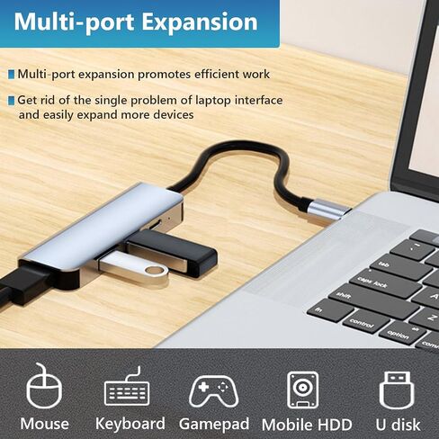 USB 3.0 Hub, 4 Port USB Hub Splitter, Portable USB Adapter Mini Multiport Expander for Laptop, Xbox, Flash Drive, HDD, Console, HP, Dell and More in Saudi Arabia