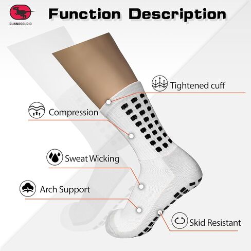 3 pack Anti Slip Non Slip Grip Pads Basketball Football Soccer Socks for Men Women and Youth in Saudi Arabia