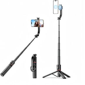 Magnetic Mini Extendable Selfie Stick Tripod Holder Stand with Bluetooth Wireless Remote for iPhone 15 14 13 12 & Android (Selfie Stick)
