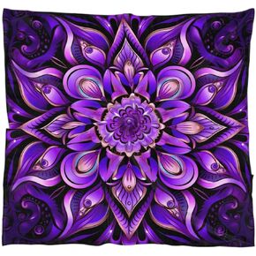 Square Silk Scarf for Women, Purple Mandala Flower Floral Lightweight Women's Fashion Scarves Wraps for Hair, Breathable Neck Scarf for Ladies Girls Dressy, 23.6x23.6 in
