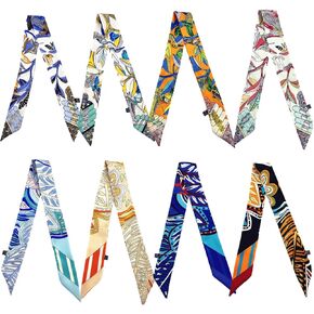8 Pack Purse Scarf for Bags Silk Head Scarf for Hair Handbag Women Scarfs Band Hair Neck Scarves Fashion Gifts,18-2 in Kuwait