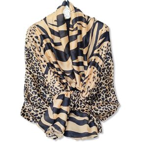 Women's Silk Scarves Animal Print Scarf Leopard Peacock Horse Long Shawl Warm Wrap Sunscreen Shawl All Season