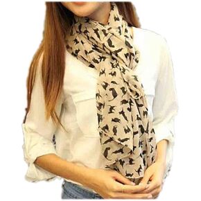 Lightweight Chiffon Printed Sweet Cartoon Cat Shawl Kitten Scarves for Women Graffiti Style Head Face Neck Hood Wrap