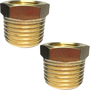 2pcs 3/4" NPT Male x 1/2" NPT Female Brass Reducer Hex Bushing Brass Threaded Pipe Fitting Adapter by CX WONDERLAND