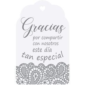 Handra 50pcs Gracias Gift Tags, Spanish Wedding Favor Tags, Thank You Tags, etiqueta de Regalo Gracias por compartir con nosotros este día tan Especial (White)