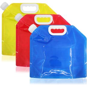 maxin 5 Litres Collapsible Water Container，BPA Free Plastic Water Carrier Folding Water Bag Set of 3 for Outdoor Camping Backpacking Hiking.