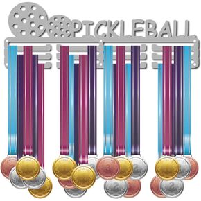 CREATCABIN Pickleball Medal Holder Sport Display Hanger Rack Awards Metal Lanyard Sturdy Wall Mounted Swimmer Runner Athletes Balls Players Gymnastics Gift Over 60 Medals Olympic