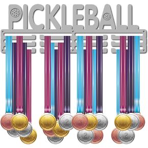 CREATCABIN Pickleball Medal Holder Sport Display Hanger Rack Awards Metal Lanyard Sturdy Wall Mounted Swimmer Runner Athletes Balls Players Gymnastics Gift Over 60 Medals Olympic