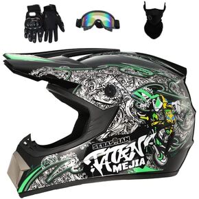 ATV Offroad Helmet Motocross Helmet Motorcycle Helmet with Gloves Goggles Mask for Men Women Adult Youth DOT/FMVSS 218 Approved