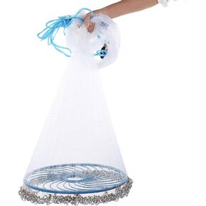 480cm Hand Throwing Fishing Net Nylon High Strength Cycle Chain Bait Cast Equipment - 360° Design, Foldable, Durable Steel Wire, Perfect for Catching Crayfish, Shrimps, Lobsters