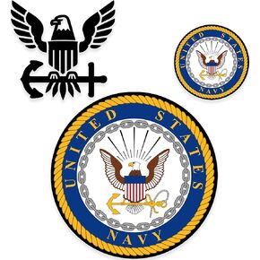 US Navy Stickers and Decals (3 Pack) - Strong Adhesive Waterproof US Navy Decals for Vehicles - No Fade, Used for Truck, Car, Laptop, Water Bottle, Boat, Phone, Window
