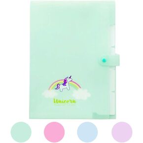 مجلد ملفات 5 جيوب - حرف وحيد القرن لطيف A4 أكورديون موسع ملف ورقي لتنظيم المستندات مع غطاء (وردي) in Kuwait